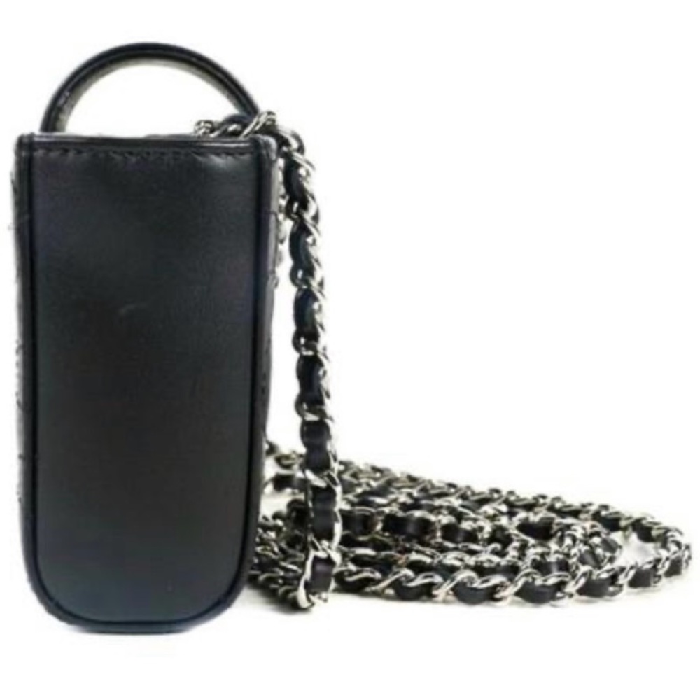 Chanel clutch on chain - crossbody in black lamb skin - silver studs! Authentic! - Picture 4 of 10